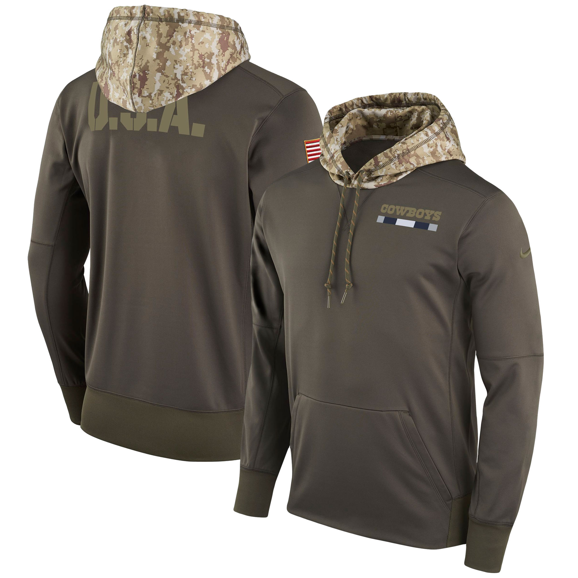 Men NFL Dallas Cowboys Nike Olive Salute To Service Hoodie Green->dallas cowboys->NFL Jersey